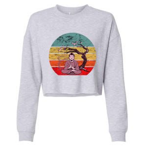 Buddha Buddhist Vajrayana Diwali Shavasana Tra Sunset Cute Gift Cropped Pullover Crew