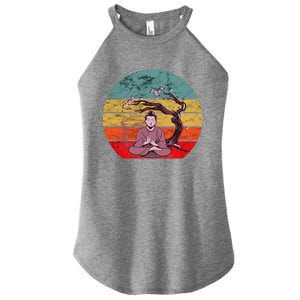 Buddha Buddhist Vajrayana Diwali Shavasana Tra Sunset Cute Gift Women's Perfect Tri Rocker Tank