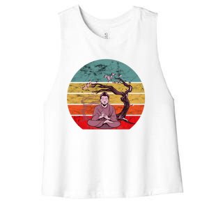 Buddha Buddhist Vajrayana Diwali Shavasana Tra Sunset Cute Gift Women's Racerback Cropped Tank