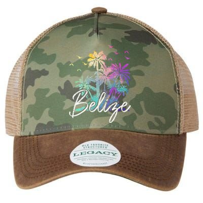 Belize Beach Vintage Palm Trees Vacation Legacy Tie Dye Trucker Hat