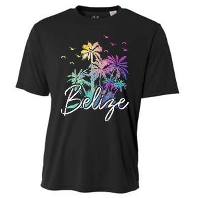 Belize Beach Vintage Palm Trees Vacation Cooling Performance Crew T-Shirt