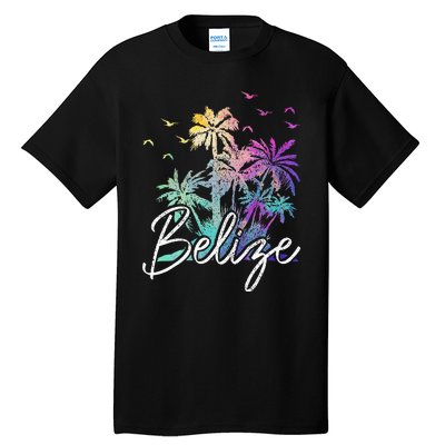 Belize Beach Vintage Palm Trees Vacation Tall T-Shirt