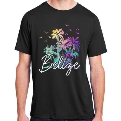 Belize Beach Vintage Palm Trees Vacation Adult ChromaSoft Performance T-Shirt