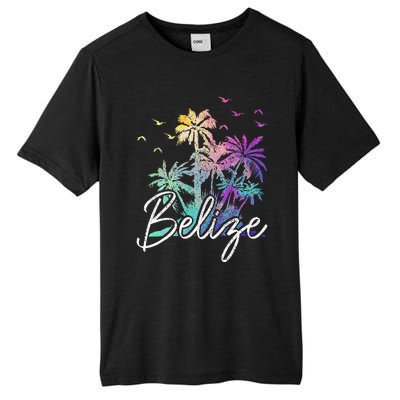 Belize Beach Vintage Palm Trees Vacation Tall Fusion ChromaSoft Performance T-Shirt