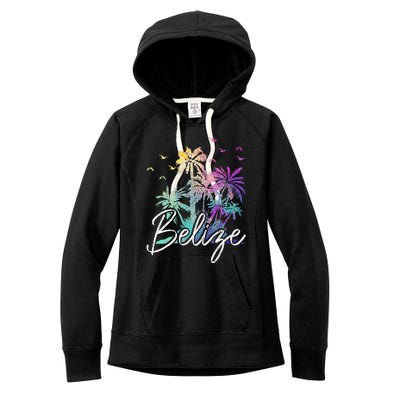 Belize Beach Vintage Palm Trees Vacation Women's Fleece Hoodie