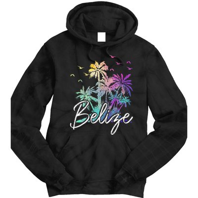 Belize Beach Vintage Palm Trees Vacation Tie Dye Hoodie