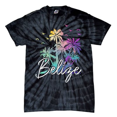 Belize Beach Vintage Palm Trees Vacation Tie-Dye T-Shirt