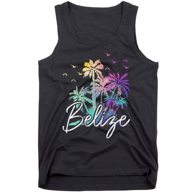 Belize Beach Vintage Palm Trees Vacation Tank Top