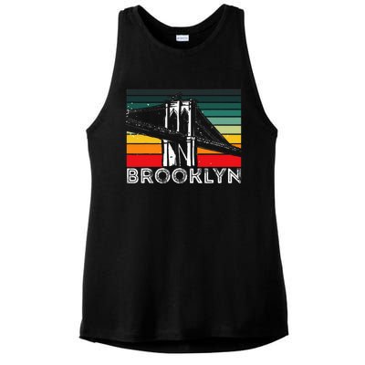 Brooklyn Bridge Vintage New York City Souvenir Ny Usa Ladies PosiCharge Tri-Blend Wicking Tank