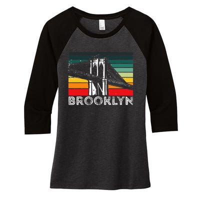 Brooklyn Bridge Vintage New York City Souvenir Ny Usa Women's Tri-Blend 3/4-Sleeve Raglan Shirt