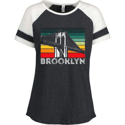 Brooklyn Bridge Vintage New York City Souvenir Ny Usa Enza Ladies Jersey Colorblock Tee