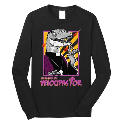 Bless By Velocipastor Cool Dinosaur Parish Priest Long Sleeve Shirt