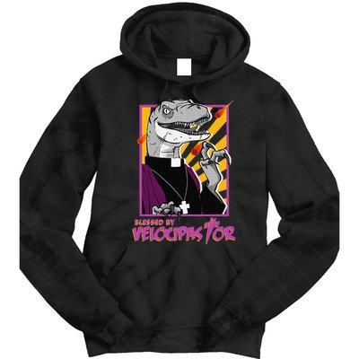 Bless By Velocipastor Cool Dinosaur Parish Priest Tie Dye Hoodie