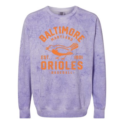 Batimore Baseball Vintage Colorblast Crewneck Sweatshirt