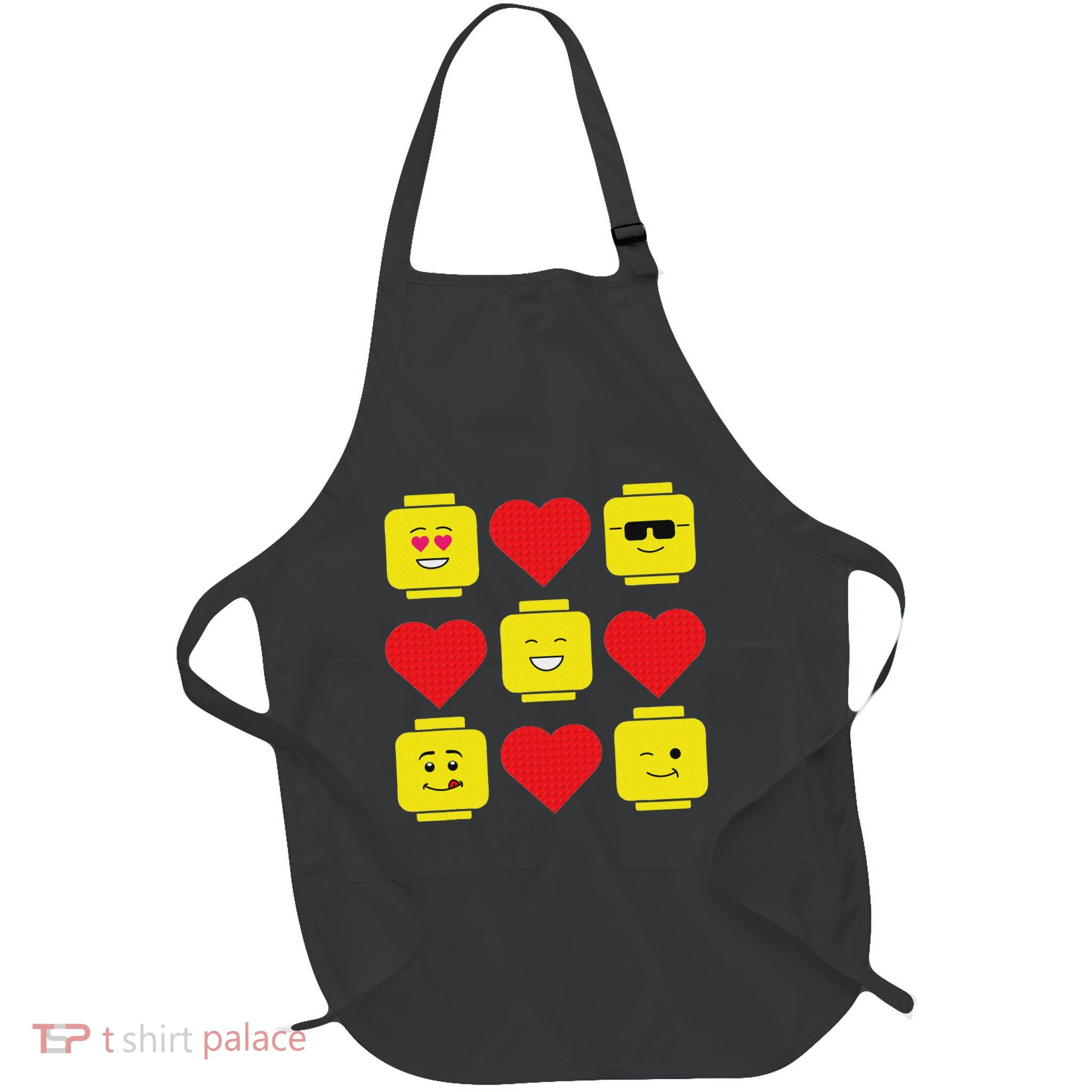 Building Bricks Valentine Hearts Blocks Full-Length Apron With Pockets