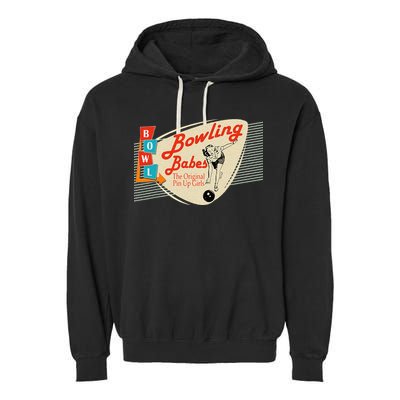 Bowling Babes Vintage Retro Matching Bowling Team Garment-Dyed Fleece Hoodie
