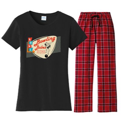 Bowling Babes Vintage Retro Matching Bowling Team Women's Flannel Pajama Set