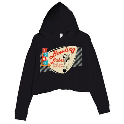 Bowling Babes Vintage Retro Matching Bowling Team Crop Fleece Hoodie