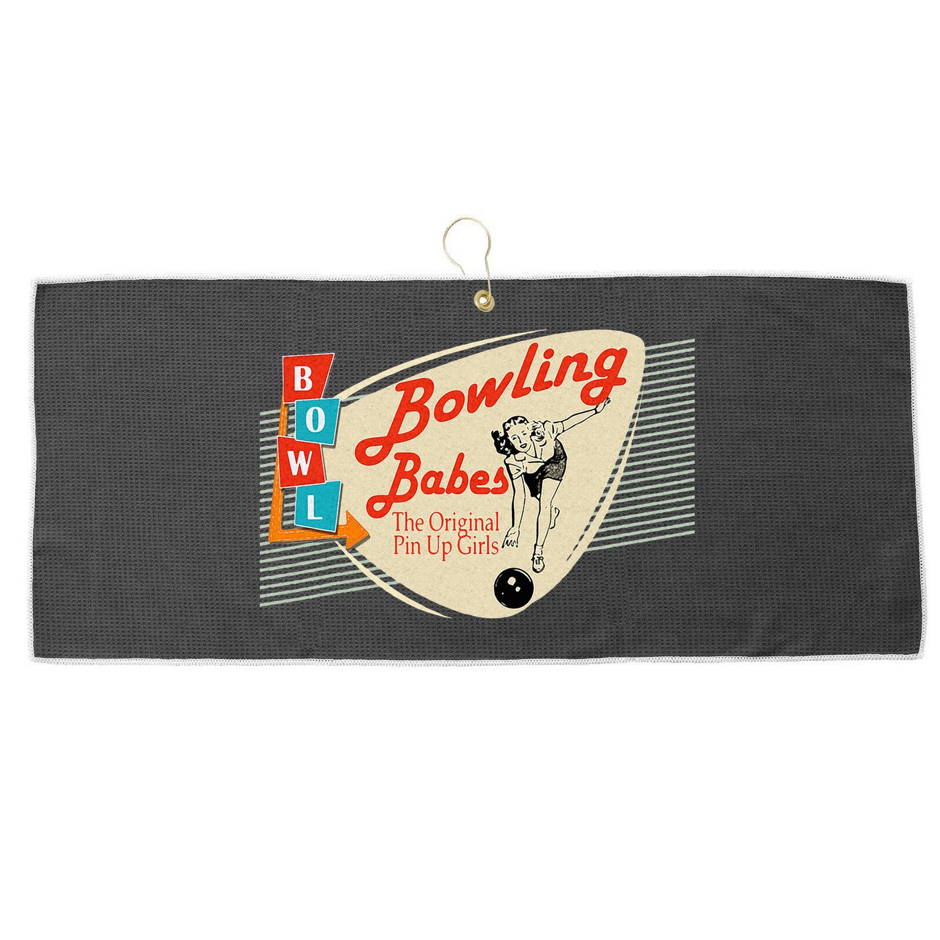 Bowling Babes Vintage Retro Matching Bowling Team Large Microfiber Waffle Golf Towel