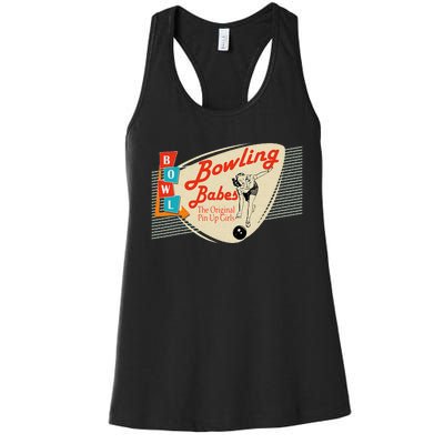 Bowling Babes Vintage Retro Matching Bowling Team Women's Racerback Tank