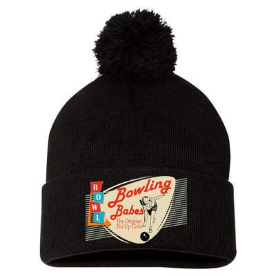 Bowling Babes Vintage Retro Matching Bowling Team Pom Pom 12in Knit Beanie
