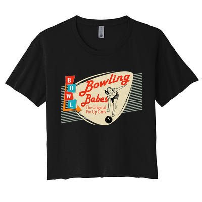 Bowling Babes Vintage Retro Matching Bowling Team Crop Top