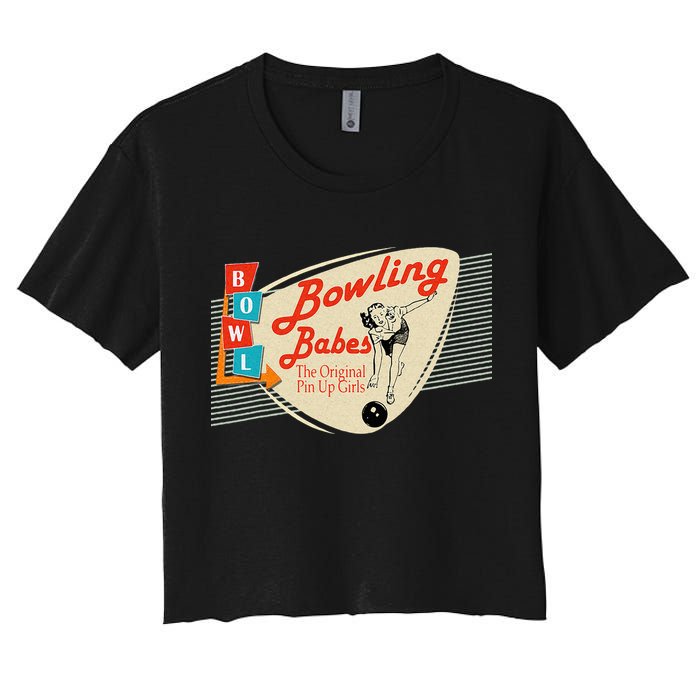 Bowling Babes Vintage Retro Matching Bowling Team Women's Crop Top Tee