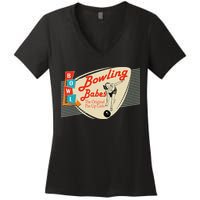 Bowling Babes Vintage Retro Matching Bowling Team Women's V-Neck T-Shirt