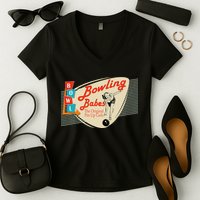 Bowling Babes Vintage Retro Matching Bowling Team Women's V-Neck T-Shirt