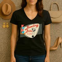 Bowling Babes Vintage Retro Matching Bowling Team Women's V-Neck T-Shirt