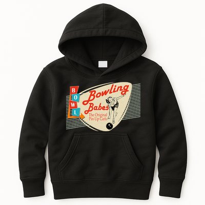 Bowling Babes Vintage Retro Matching Bowling Team Kids Hoodie