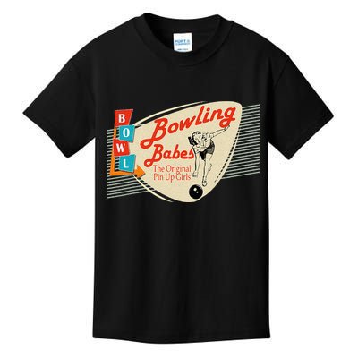 Bowling Babes Vintage Retro Matching Bowling Team Kids T-Shirt