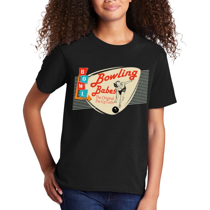 Bowling Babes Vintage Retro Matching Bowling Team Kids T-Shirt