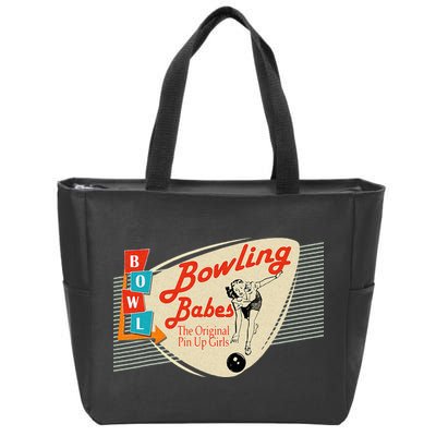 Bowling Babes Vintage Retro Matching Bowling Team Zip Tote Bag