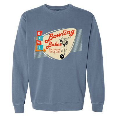 Bowling Babes Vintage Retro Matching Bowling Team Garment-Dyed Sweatshirt