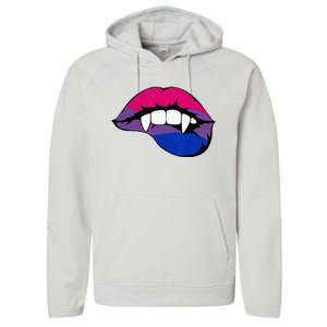 Bisexual Bi Vampire Lips Fangs Costume Easy Halloween Gifts Performance Fleece Hoodie