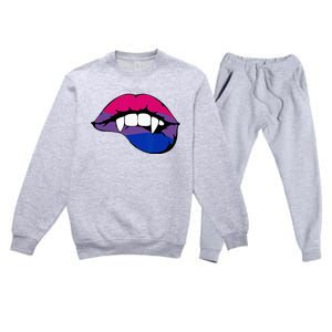 Bisexual Bi Vampire Lips Fangs Costume Easy Halloween Gifts Premium Crewneck Sweatsuit Set