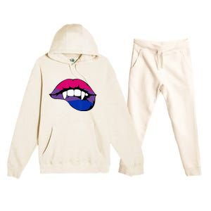 Bisexual Bi Vampire Lips Fangs Costume Easy Halloween Gifts Premium Hooded Sweatsuit Set