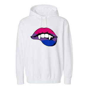 Bisexual Bi Vampire Lips Fangs Costume Easy Halloween Gifts Garment-Dyed Fleece Hoodie