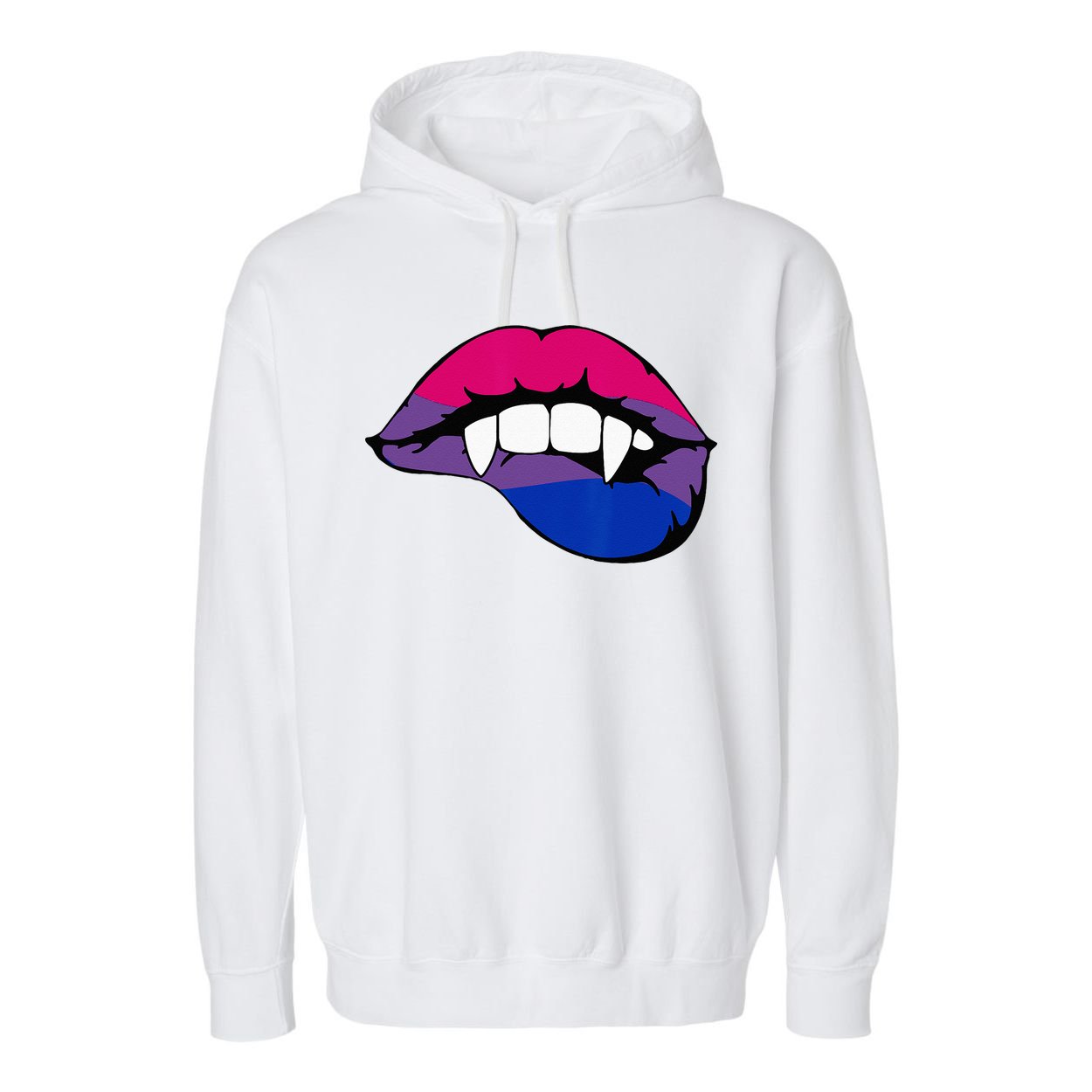 Bisexual Bi Vampire Lips Fangs Costume Easy Halloween Gifts Garment-Dyed Fleece Hoodie