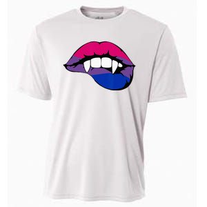 Bisexual Bi Vampire Lips Fangs Costume Easy Halloween Gifts Cooling Performance Crew T-Shirt