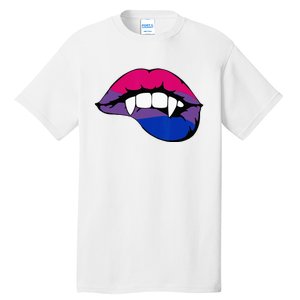 Bisexual Bi Vampire Lips Fangs Costume Easy Halloween Gifts Tall T-Shirt