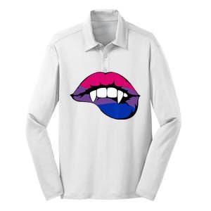 Bisexual Bi Vampire Lips Fangs Costume Easy Halloween Gifts Silk Touch Performance Long Sleeve Polo