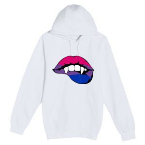 Bisexual Bi Vampire Lips Fangs Costume Easy Halloween Gifts Premium Pullover Hoodie