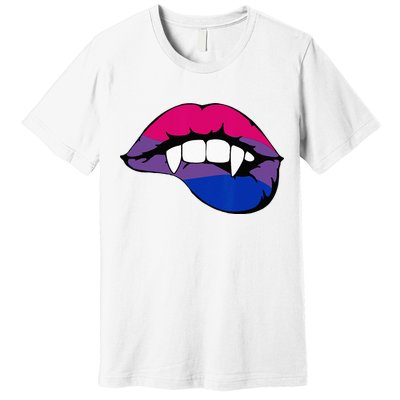 Bisexual Bi Vampire Lips Fangs Costume Easy Halloween Gifts Premium T-Shirt