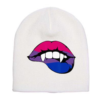 Bisexual Bi Vampire Lips Fangs Costume Easy Halloween Gifts Short Acrylic Beanie