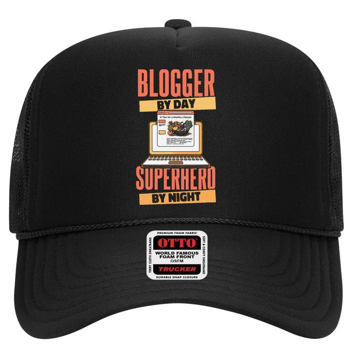 Blog Blogging Vlogging Content Creator Vlogger Blogger High Crown Mesh Back Trucker Hat