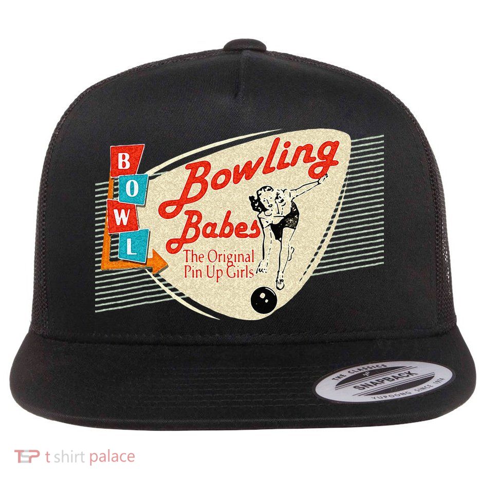 Bowling Babes Vintage Retro Matching Bowling Team Flatbill Hat