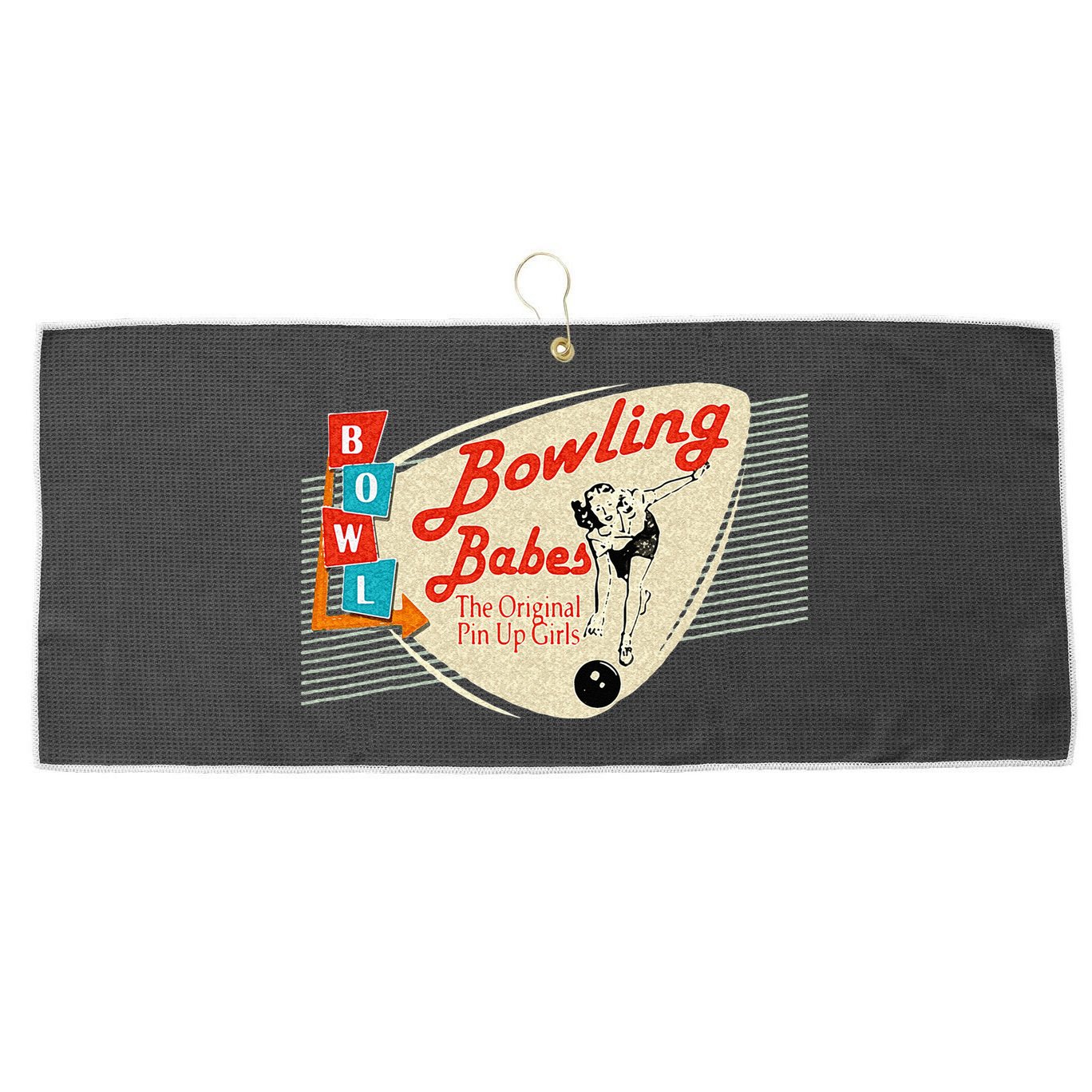 Bowling Babes Vintage Retro Matching Bowling Team Large Microfiber Waffle Golf Towel