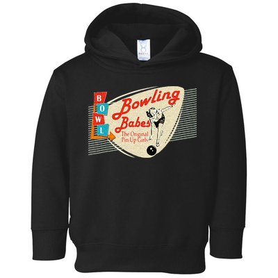 Bowling Babes Vintage Retro Matching Bowling Team Toddler Hoodie